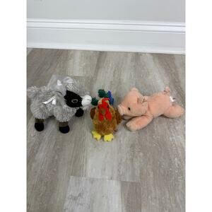 3 Farm Animal Stuffed Animal Plushies Stuffies Goat Pig Chicken